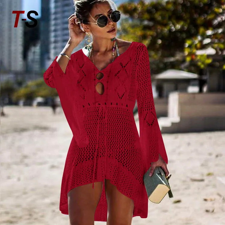 Women's Bathing Suit Cover Up Lace Crochet Swimwear Beach Crochet Dress