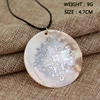 Fashion Natural Green Newzealand Abalone Shell Round Long Pendant Leather Necklace