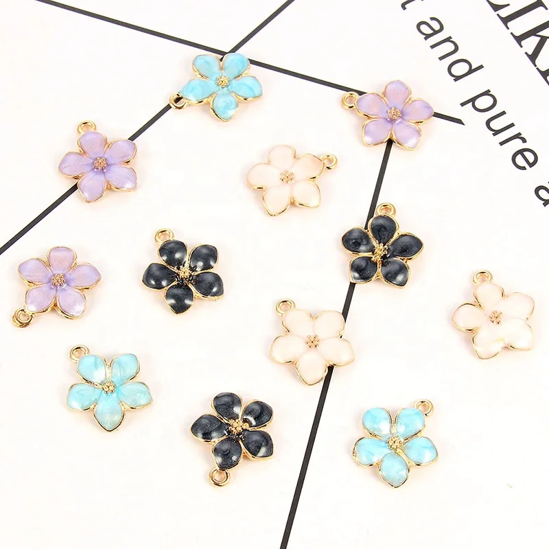 

Gold Tone Colorful Enamel Alloy Mini Nice Flower Charms DIY Women Necklace Pendant Jewelry Accessory Findings