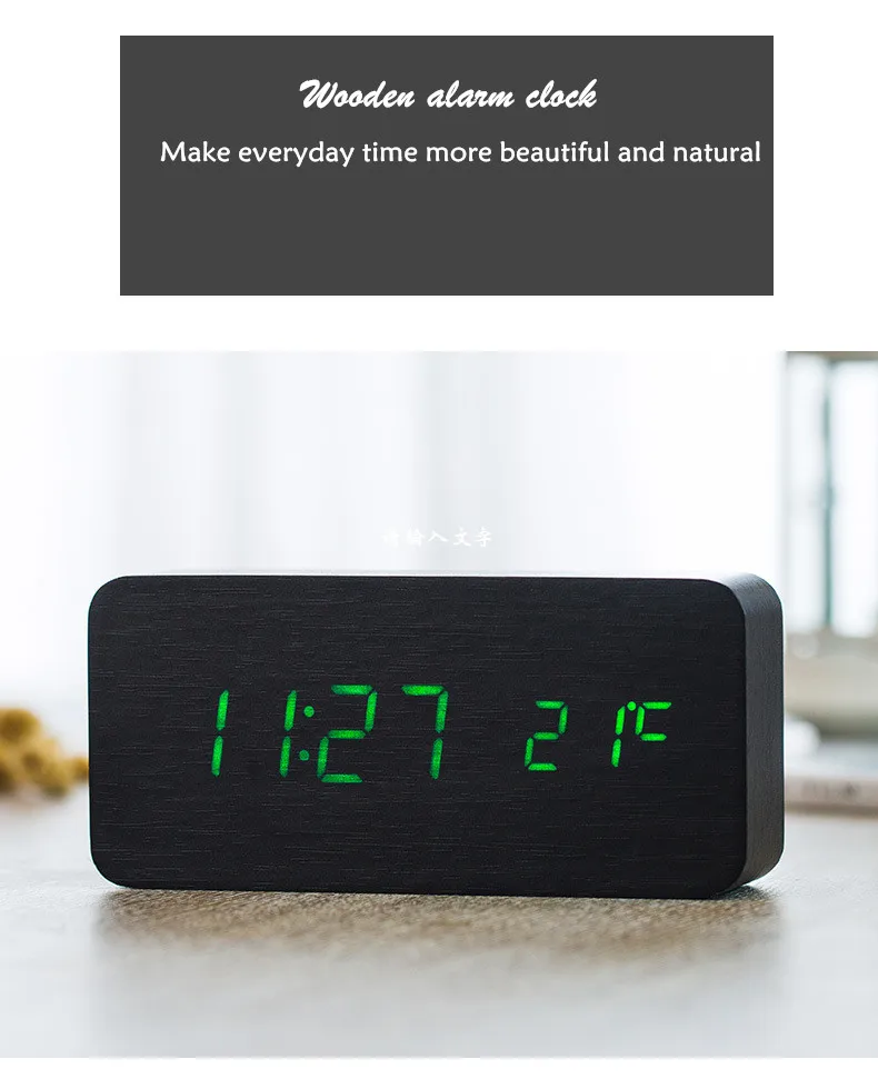 factory direct bedside desk calendar digital wooden led alarm desk clock radio alarm clock speaker hotel alarm clock radio