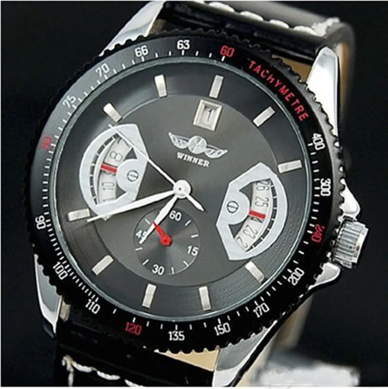 

high quality leather strap automatic mechanical winner watches fashion men's wrist watches hot sales automatic watches