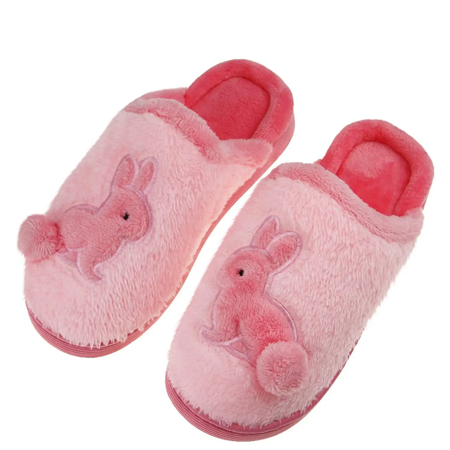 Cute Rabbit Slippers Winter Home Warm Slippery Cotton Slippers Pink