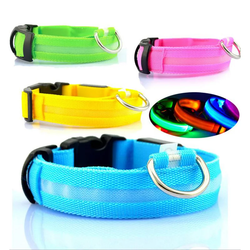 

Nylon LED Pet Dog Collar Night Safety Flashing Glow In The Dark Dog Leash,Dogs Luminous Fluorescent Collars Pet Supplies, Customized