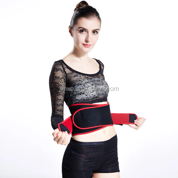 

Workout Waist Trimmer Belt for Men and Women with Pro Fitness Trainer Quality Provides Back Support While Burning Belly Fat, Blue and red