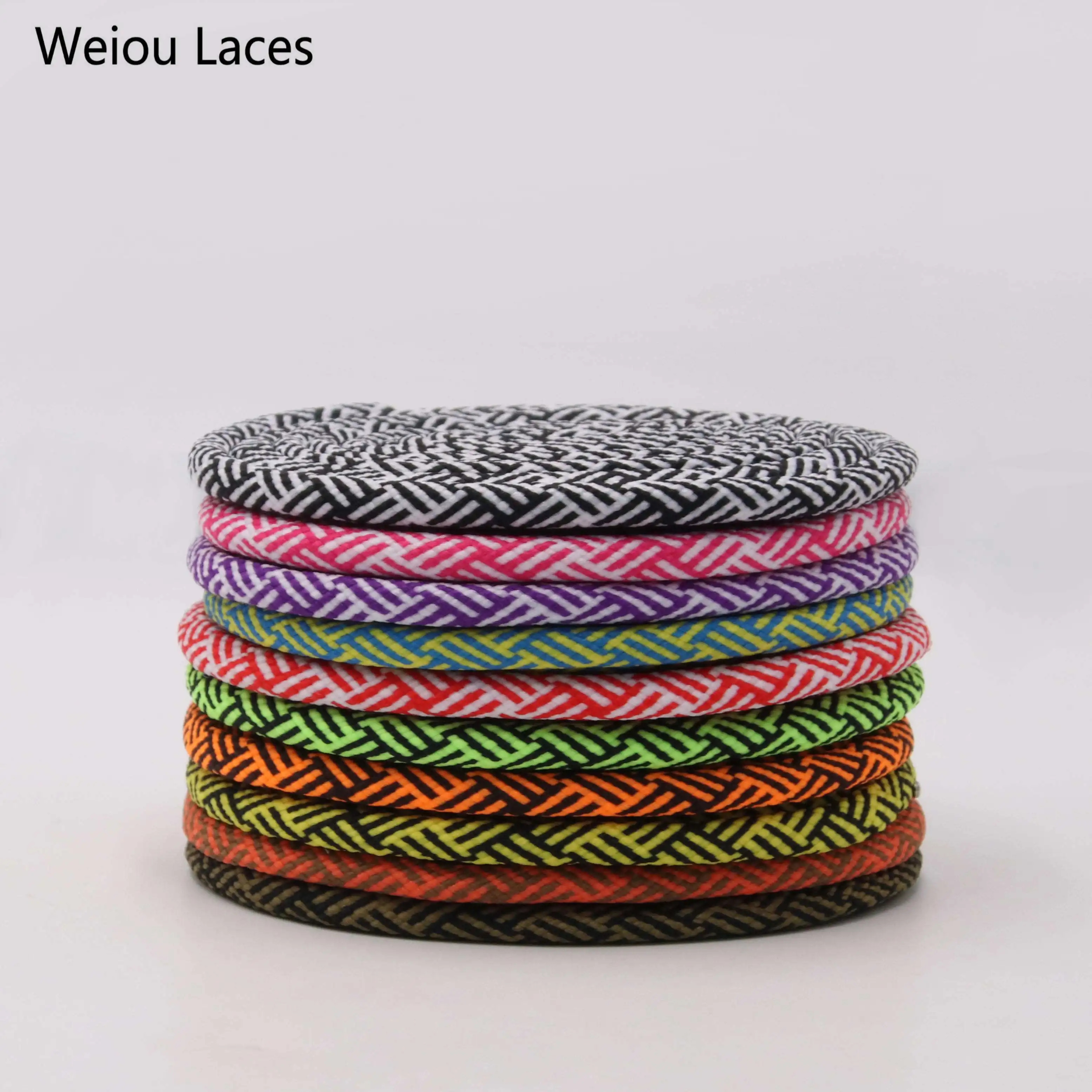 

Weiou laces Exclusive Spiral HUMAN RACE Round Rope Laces 4.5mm Width Two Color Blend Transparent Plastic Tips Shoelace, 2 colors blend featuring ,support customized color