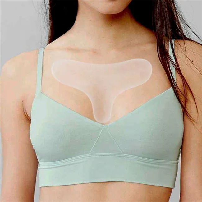 

T Shape Reusable Adhesive Anti Wrinkle Silicone Chest Pad to Prevent and Eliminate Wrinkles, Clear
