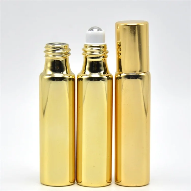 

Luxury 5ml 10ml gold plating roll on glass essential oil bottle