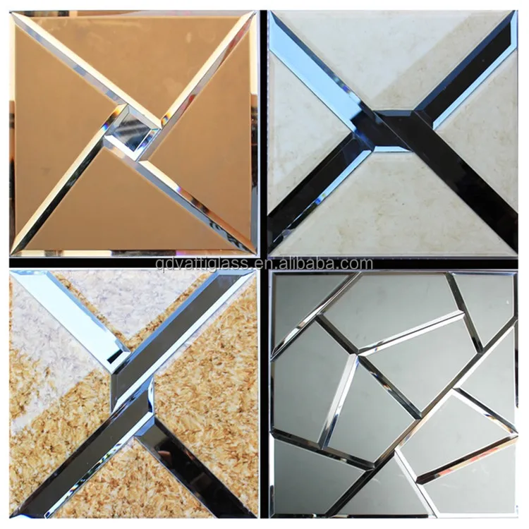 Decorative Mirror 3mm Thickness Beveled Colored Mirror Glass Shapes