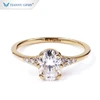 Tianyu gems 14k/18k yellow gold material oval cut super white moissanite main stone group setting engagement ring