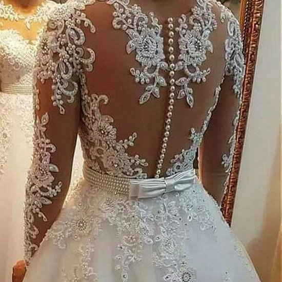 

Tulle Ball Gown Bridal Gown 2021 Vestido de novia Neckline A-line Wedding Dress Robe de mariage With Beaded Lace Appliques