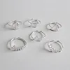 LOZRUNVE Simple S925 Plain Silver Peace Triangle Note Star Love Amen Joint Tail Ring