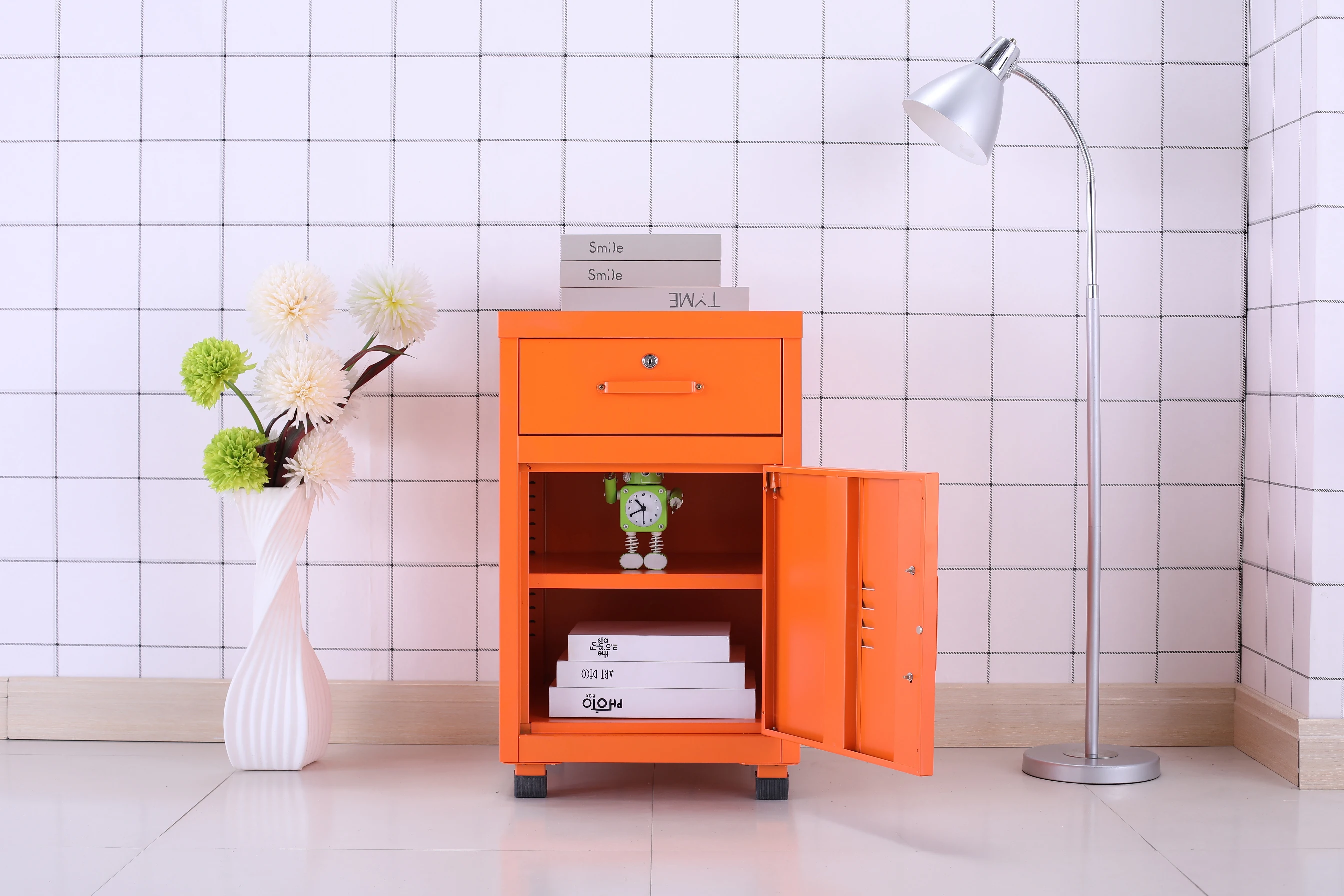 Manufacturer wholesale home furniture nightstand metal steel cabinet bedside table