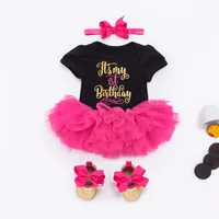 

Wholesale Baby Clothes Baby Girl Cotton Rompers Summer 1st Birthday Short Sleeve Romper