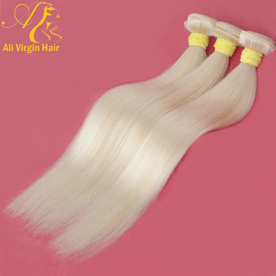 

Wholesale 613 Straight Body Wave Hair Weave Bundles Closure Weave Hair blonde Silky Straight, #613