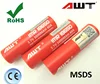 AWT 18650 3000mAh 40A 3.7V Li-ion cell Rechargeable Battery from Original AWT Battery Manufacturer for electronic cigarette