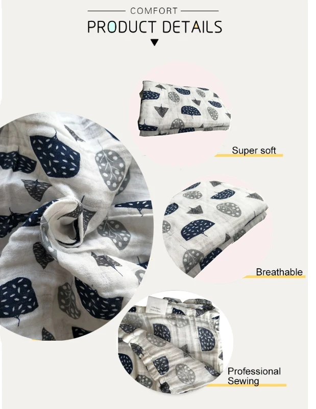 Unisex 4 Pack Large 47x47 Inch Organic Cotton Swaddles Bamboo Cotton