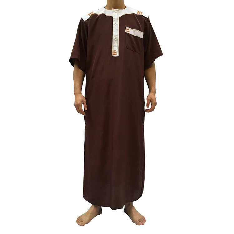 

Muslim Short Sleeve Men Abaya Thobe Clothing Wholesale, 6 colors