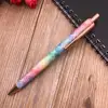 Glitter Coated Sparkly Nice looking promotional colorful click mermaid bling scale design glitter faux leather fabric ball pen
