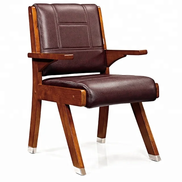 
Office Furniture PU Leather Meeting Room Chair Wooden Frame 