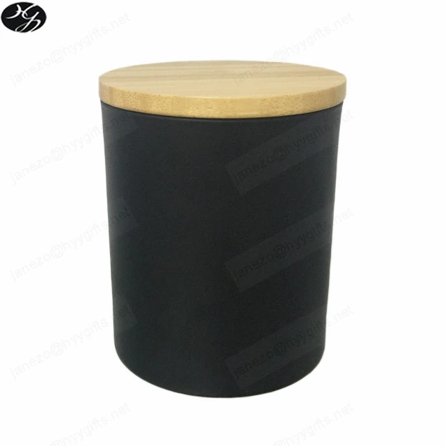 Empty Matte Black Candle Jars With Bamboo Lids - Buy Matte Black Candle ...