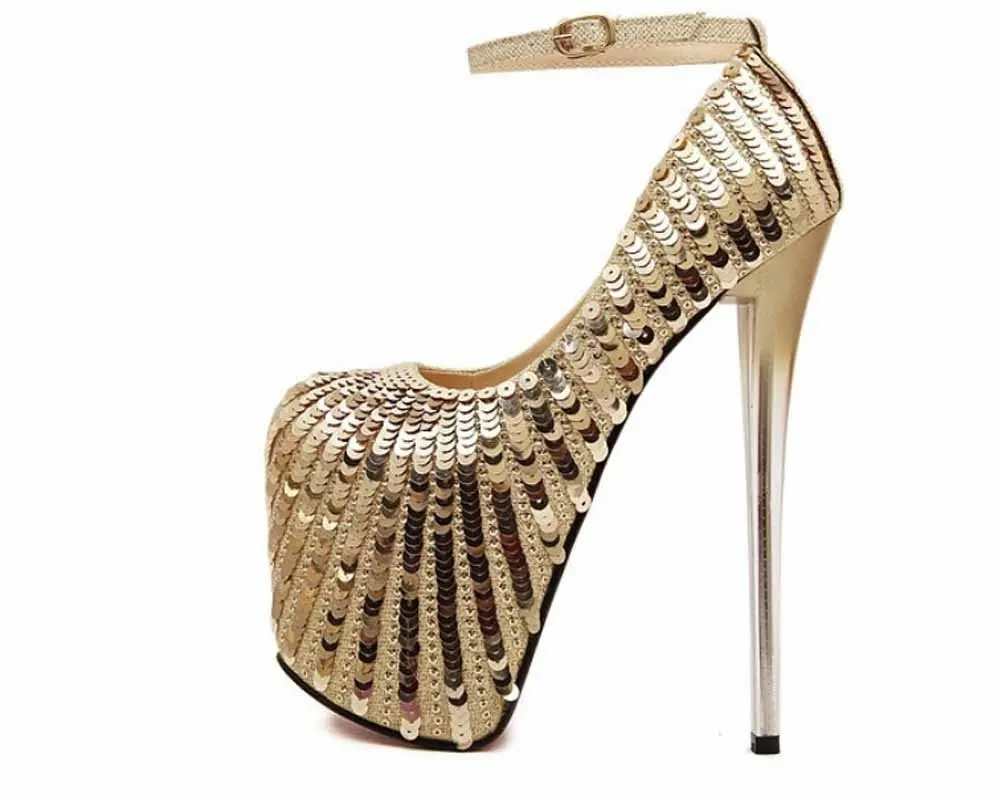 gold sequins heels