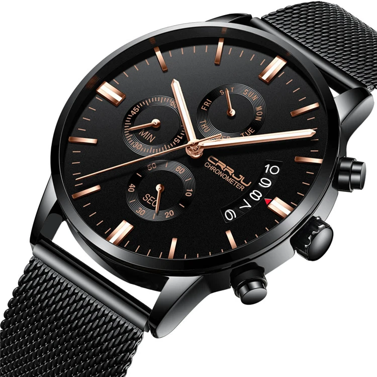 

CRRJU 2222 Top Luxury Brand New Arrival Analog Sports Wristwatch Display Date Men watches Business Clock Relogio Masculino