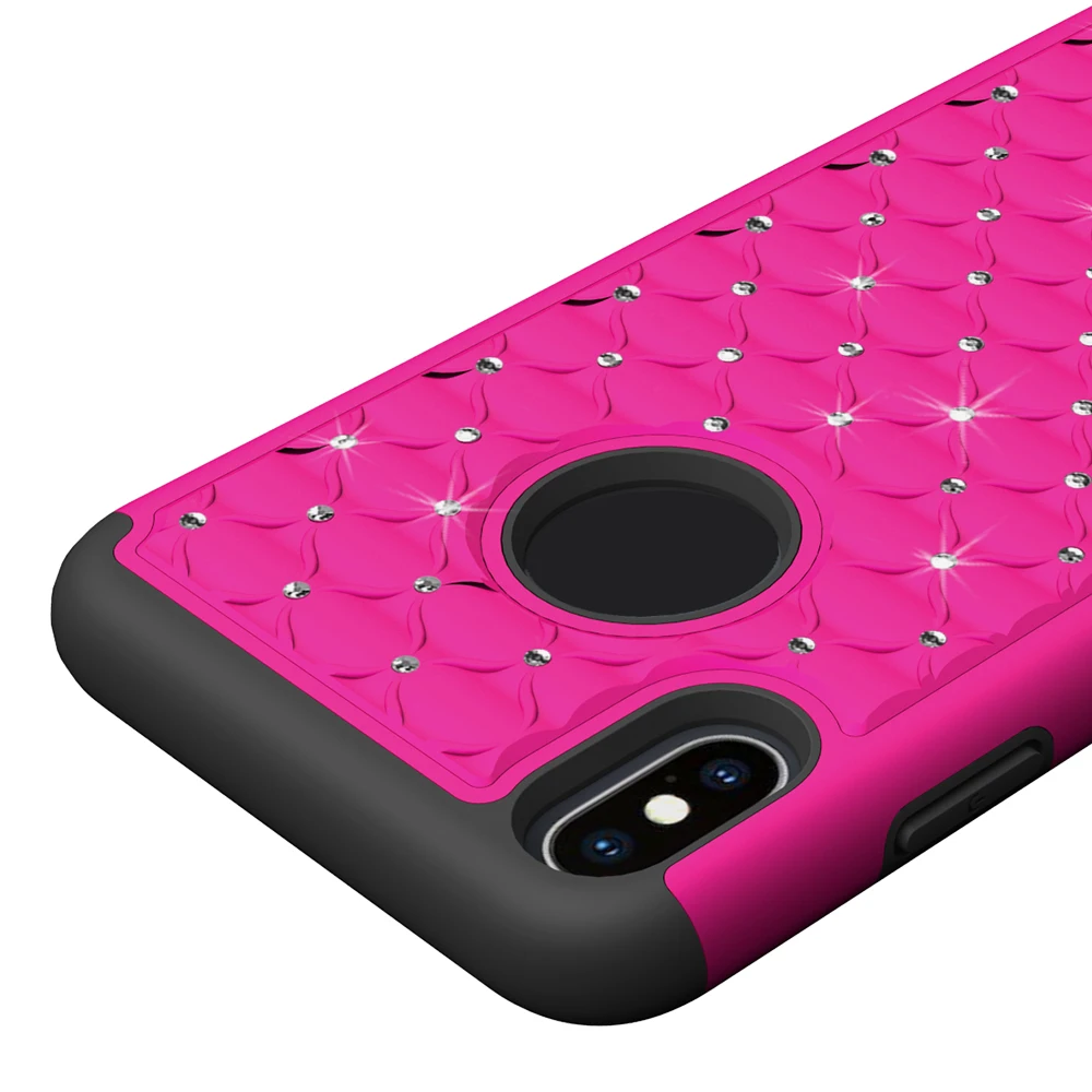 2 In 1 Big Diamond Bulk Cell Phone Case For Iphone 9,Plastic Pc And Tpu