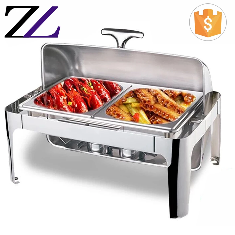 Guangzhou Dividers Two Pan Insert Chafing Dish Fuel Or Electric Induction Soup Food Warmer