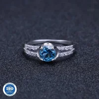 

Abiding 925 Sterling Silver Wedding Gay Men Ring Natural Swiss Blue Topaz Gemstone Engagement Ring