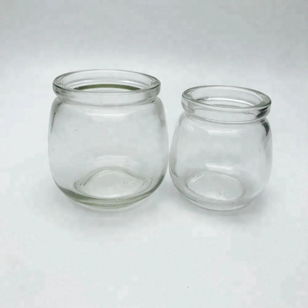 
Wedding decor 100ml 200ml 300ml Wide mouth dessert cruets glass pudding cup with plastic lid 