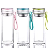 

Zogift 2019 daily use items Double wall glass bottles manufacturer selling glass tea fruit filter infuser vacuum water bottle