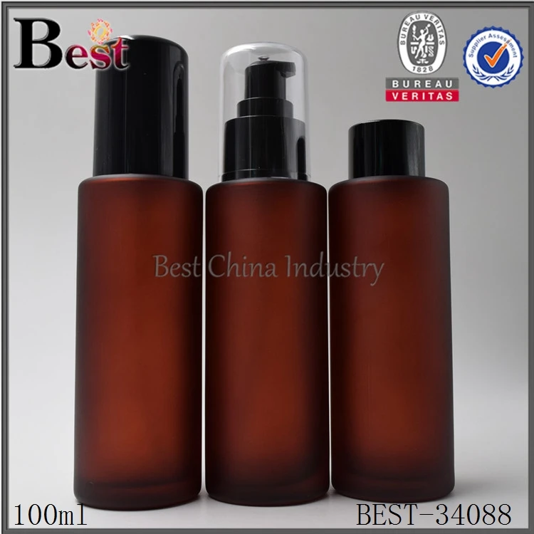 Black Lotion Pump 100ml Dark Amber Hair Essential Oil Glass Bottle ...