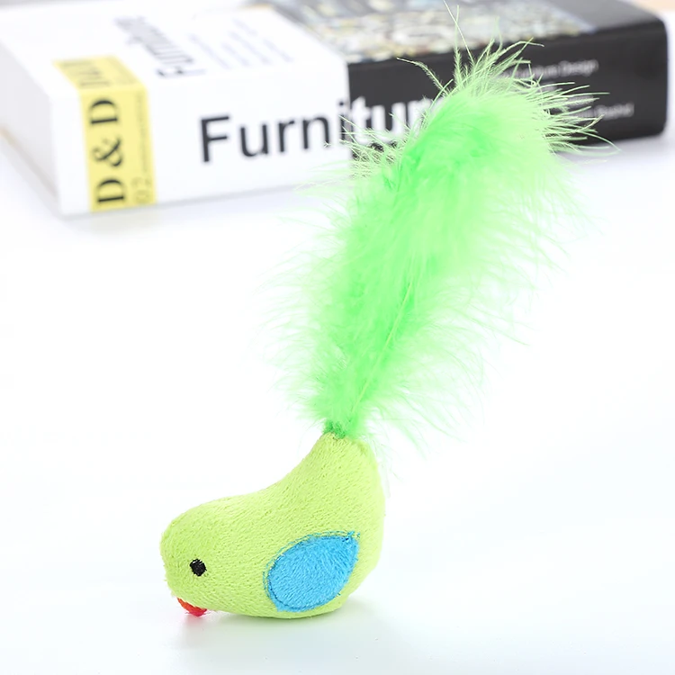 Plush Bird With Feather Cat Toy Pet Products Wholesale In Stock Fast