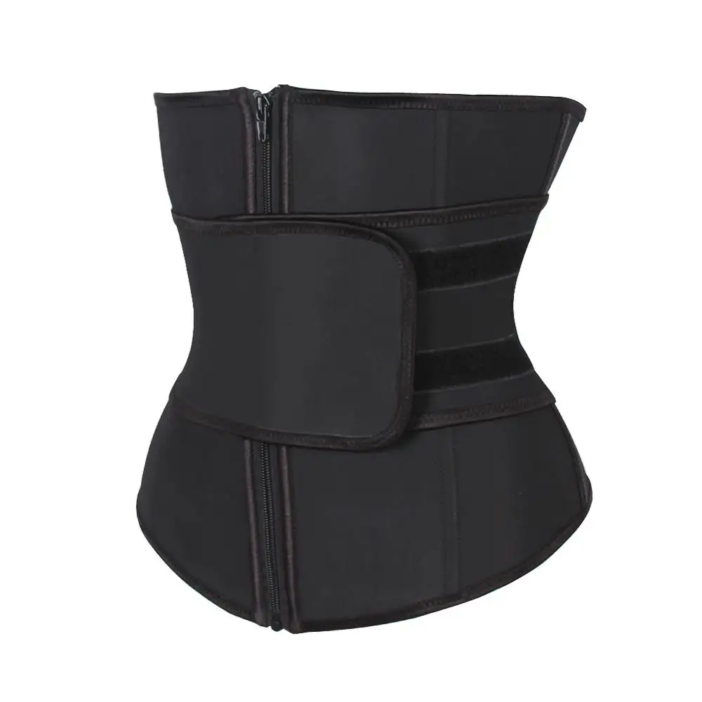 

New Arrival With Zipper Sticker Black 7 Steel Boned Queen Size Latex Support Belt Waist Trainer Women