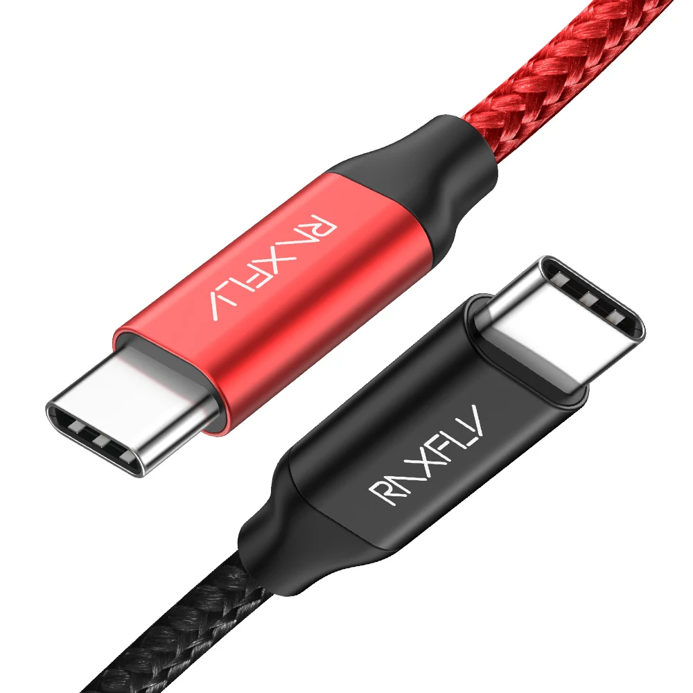 

Free Shipping 1 Sample OK RAXFLY Durable 24 Awg 2.4A Mobile Phone Fast Charging Usb Type c To Type c Cable