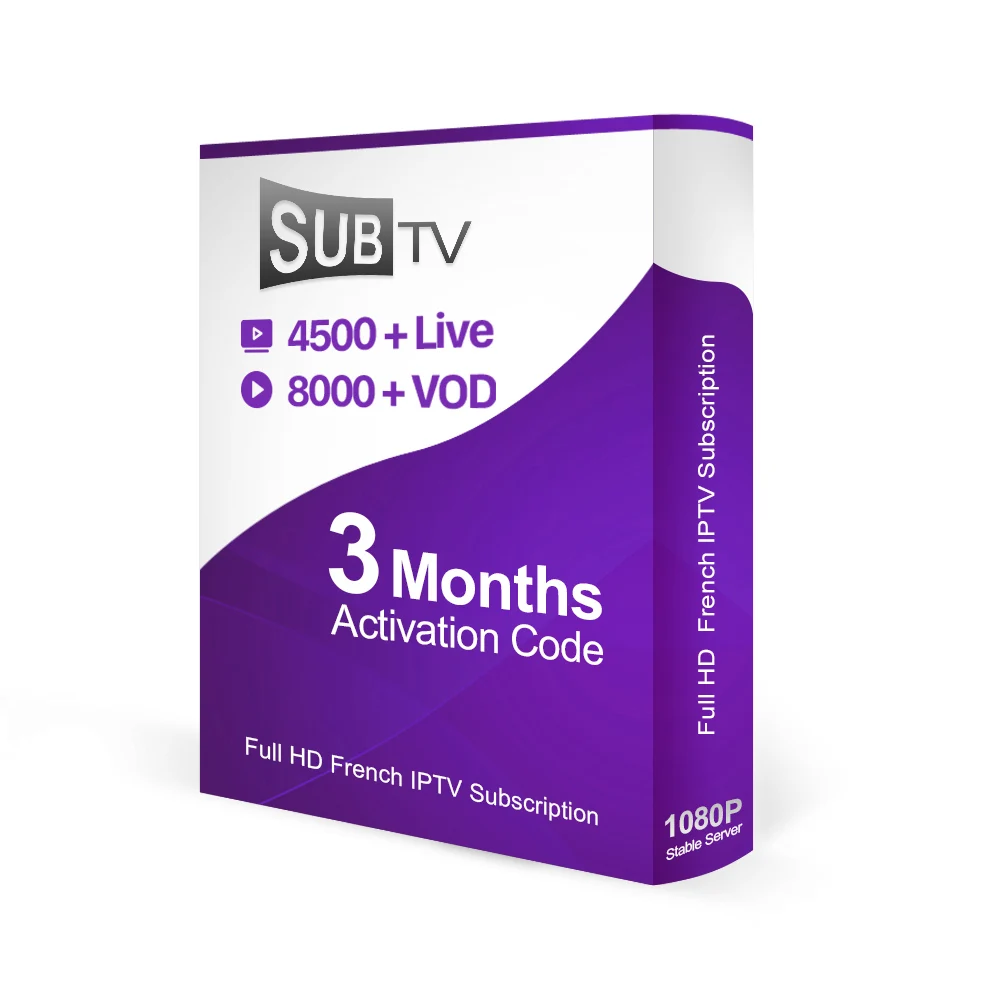 

European IPTV Subcription Code 3 Months SUBTV with French Spanish UK Italy Channels