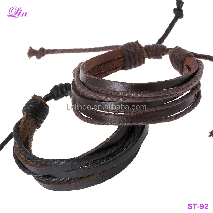 

Free Shipping by DHL/FEDEX/SF Monochrome Woven Leather Rope Bracelet, Color