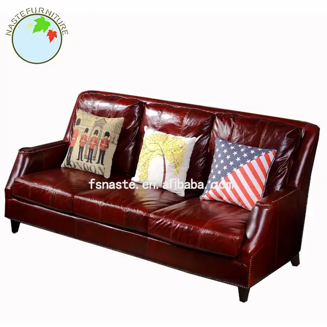El último diseño de madera tapizado de cuero conjunto de sofás ...
