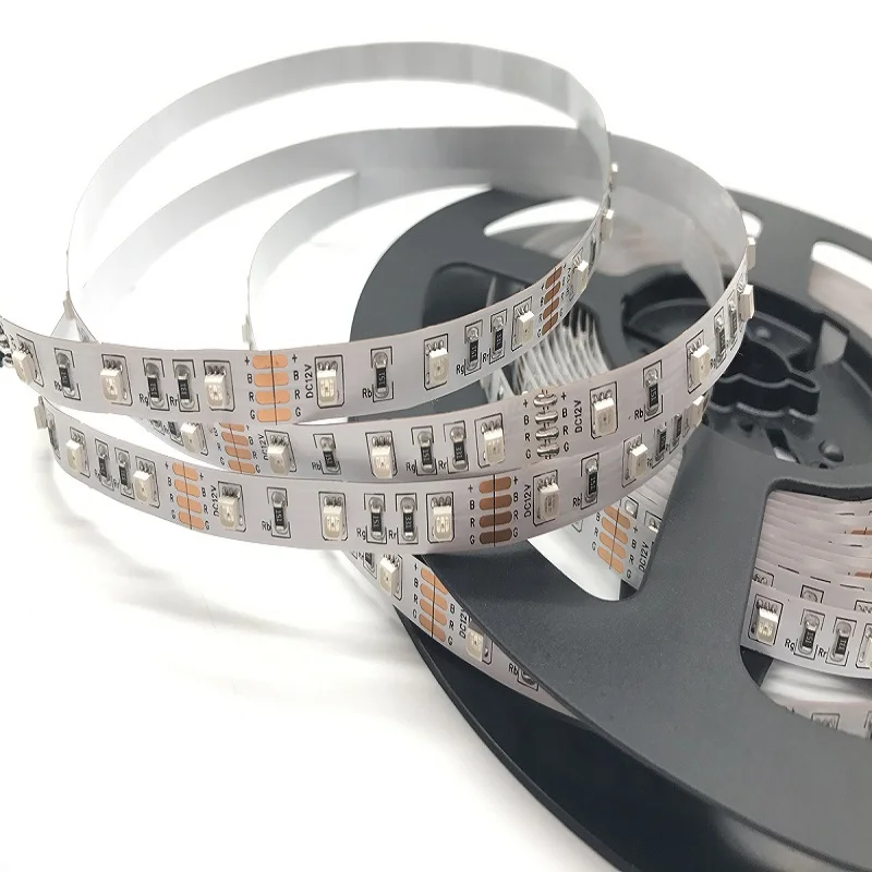 DC12V SMD3528 LED Chips RGB Color 60LEDs 5meters/reel IP20 Non-waterproof High Brightness 3 In 1 LED Flexible Strips