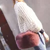 Real Fox Fur Lady Bag Colorful Fashion Shoulder Bag Rectangle Shape Mini Handbag