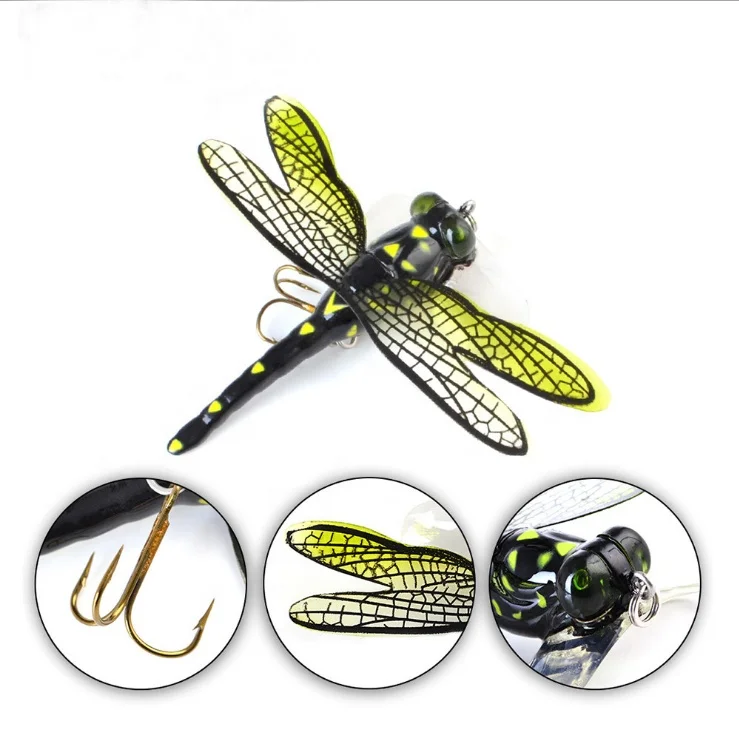 

Top water fishing lures Dragonfly Dry Flies Insect Fly Fishing Lure Trout Popper Wobblers For Trolling Hard Lure, 5 colors