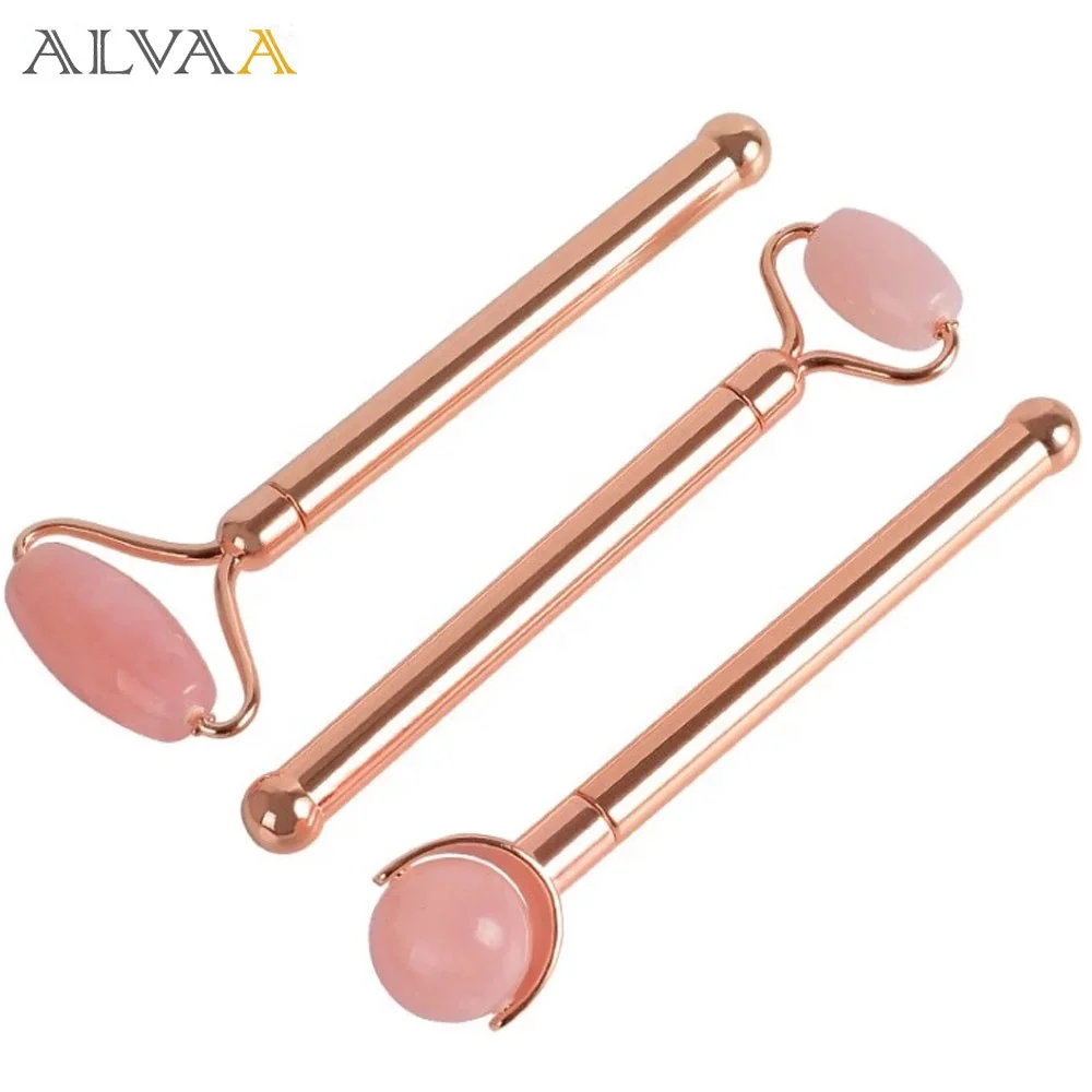 

DIY pure jade rose quartz handheld facial massage roller for face beauty