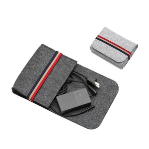 Image of Mini Felt Pouch Power Bank Storage Bag For Data Cable Mouse Travel Organizer