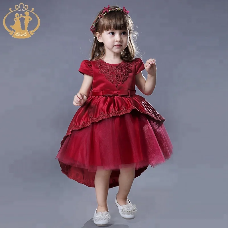 

2018 fashion hot wine tailed formal baby girl wedding dress 1-4y, N/a