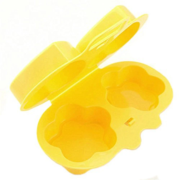 

Amazon Hot Sale New Product Plastic Heart Flower Shape Egg Steamer Microwave Egg Cooker Mold Kitchen Tool, Yellow customized