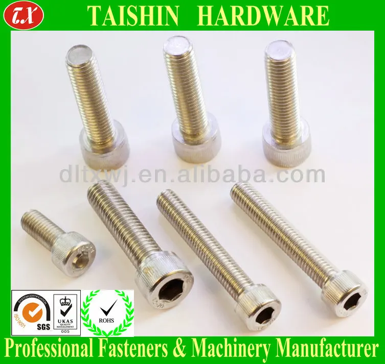 Tornillos hexagonales M8 DIN 912 de acero inoxidable A2-70