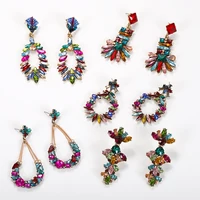 

Barlaycs 2019 Fashion Vintage Dainty Statement Colorful Crystal Flower Drop Dangle Earrings For Women Jewelry Wedding Party