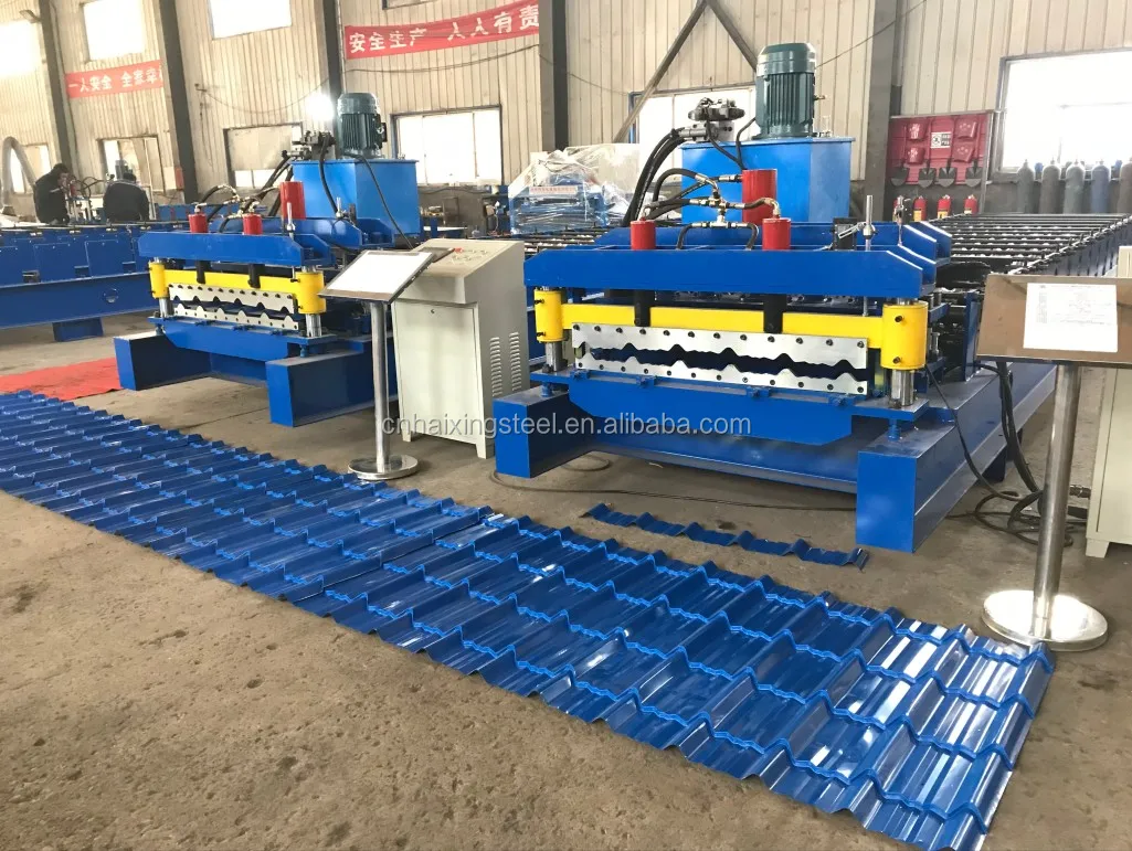 Colorful steel roofing glazed tile making roll forming machine