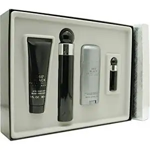 Perry Ellis 360 Black By Perry Ellis For Men. Set-edt Spray 3.4 OZ & Aftershave Balm 3 OZ & Deodorant Stick 2.75 OZ & Eau De Toilette Spray .25 OZ Mini