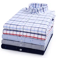 

A16520 Wholesale Men 100 % Cotton Oxford Slim Fit White Shirt Non-Iron Plaid Casual Large Size Long Sleeved Shirt